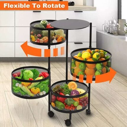 Rotating 4 Layer Round Shape Kitchen Rack ঘরের অগোছালো ভাবকে বলুন বিদায় Sajek Mart