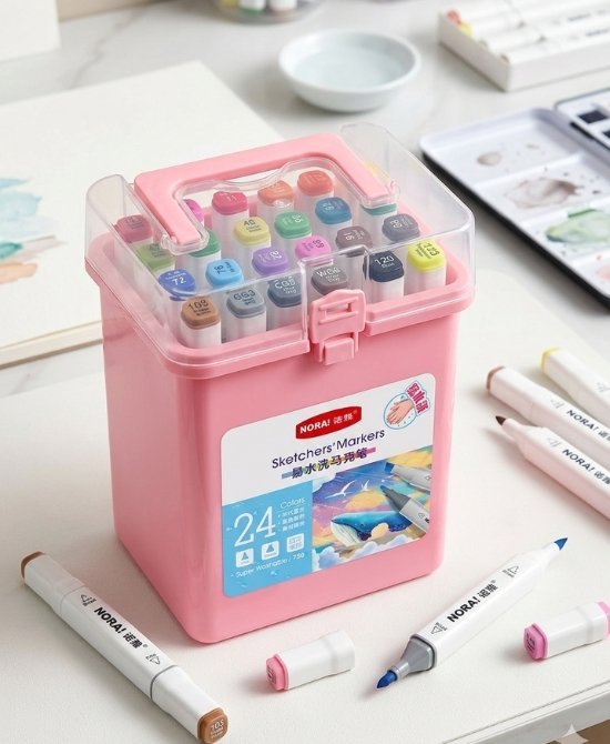Premium 24 Colors Dual Tip Sketch Markers Set for Kids & Artists